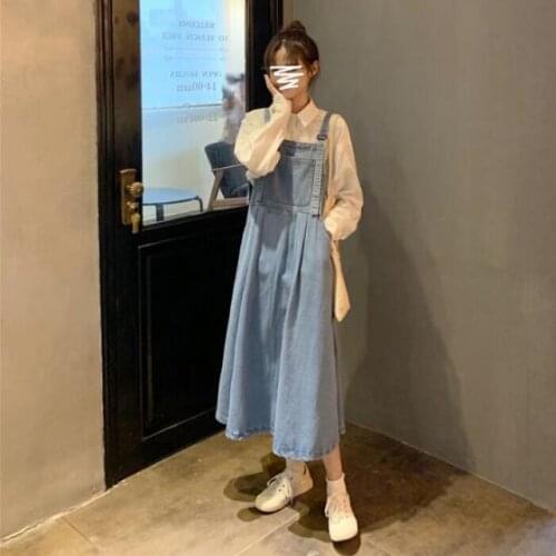 Dresses for Women Denim Suspender Dress for Women Spring and Autumn Loose Dress A- line Dress Vestido De Mujer Femme Robe