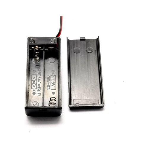 1pcs Black 2 x AAA Battery Holder Box Case With Switch Wire Free shipping