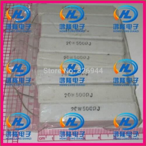 10pcs/lot) 20W 500 ohm +/-5% Horizontal cement resistor / 20W 500R ohm 5% Cement resistance / 20W 500RJ Ceramic resistor