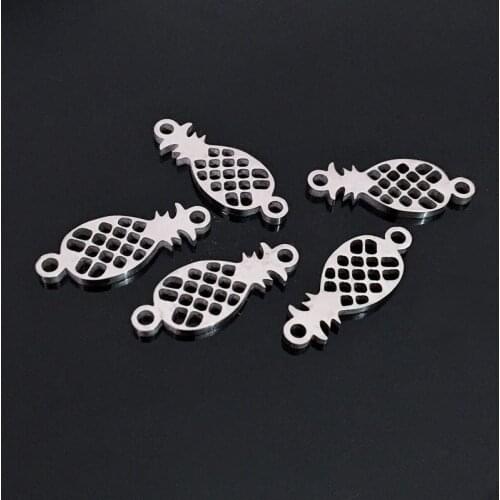 10pcs Pineapple Stainless Steel Charm 316L New Stainless Steel Pendant for DIY Cord Chain Bracelet Necklace Making