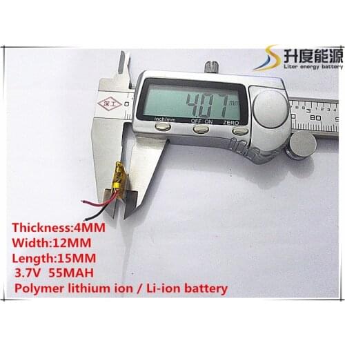 10pcs [SD] 3.7V,55mAH,[401215] Polymer lithium ion / Li-ion battery for TOY,POWER BANK,GPS,mp3,mp4,cell phone,speaker