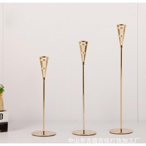 2021 new Candlestick decoration simple gold home romantic candlelight dinner aluminum Candlestick decoration