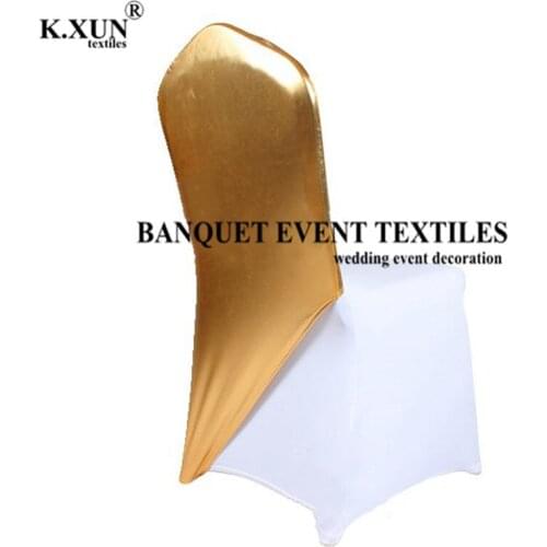 25 50 100pcs Mettalic Bronzing Spandex Chair Cap Cover Lycra Stretch Chair Covers Hood For Wedding Event Decoration