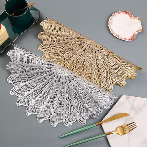 6PCS New Nordic Style Hollow Gilded Thermal Insulation Mat Anti Slip Anti-scald Hotel Dining Table Pad