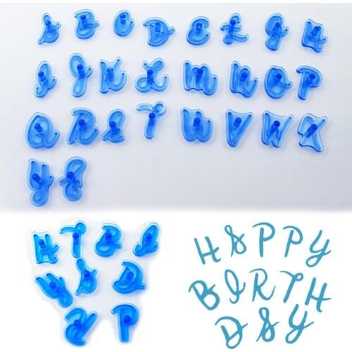Alphabet Number Character Letter Cookie Cutter Plastic Fondant Cake Biscuit Baking Mould DIY Cake Decorating Tools with Handle