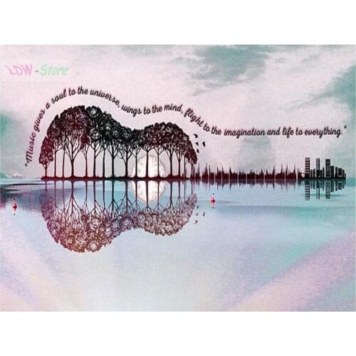 DIY Diamond Painting Mosaic Resin 5D Diamond Embroidery Cross Stitch Abstract lake guitar scene Needlework Kids hobbits WG482