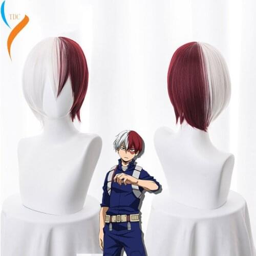 My Hero Academia Boku no Hiro Akademia Shoto Todoroki Shouto White And Red Cosplay Wig+Wig Cap