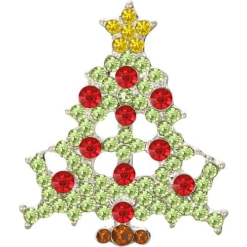 Free shipping 21*25mm Christmas rhinestone tree button 10PCS (BTN-5501)