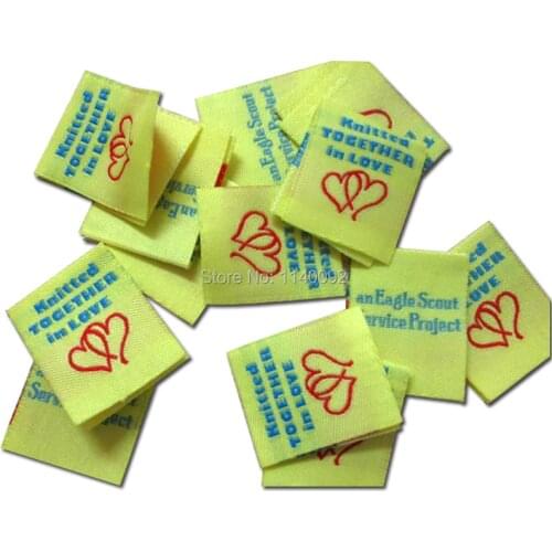 Free shipping customized clothing loop fold woven labels/shirt jacket embroidered tag/garment printed label/brand name printing