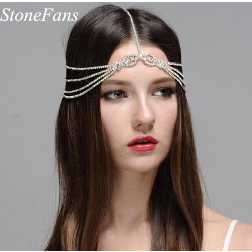Stonefans Rhinestone Multi Layer Hair Chain Forehead Jewelry Hair Accessories for Girls Crystal Head Chain Headband Hair Jewelry