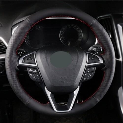 DIY Black Faux Leather Car Steering Wheel Cover For Ford Fusion Mondeo 2013-2014 breathable, comfortable and wear-resistant