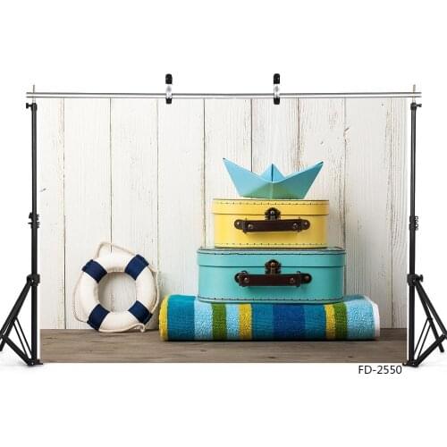 Wooden Wall Suitcase Brown Floor Background For Baby Shower Kid Birthday Party Decoration Photography Backdrop Photo Studio Prop
