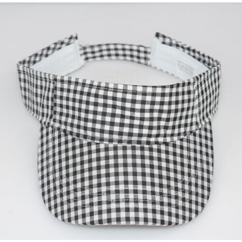 Retro Womens Cute Sun Visors Cap Plaid Casual Visors Black White Summer Travel Sun Protection