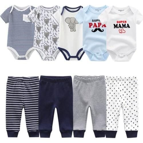 Baby Boys Clothes Short Sleeves Bodysuit Long Pants Set Infant Girl Clothing 100%Cotton Soft Jumpsuit Newborn Gift Cute Fashion
