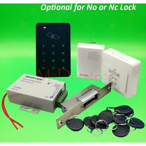 DIY Rfid Door Access Control Kit Set With Narrow Type Electric Strike Lock Ys131 +10 RFID keyfob Card Full Access Control System