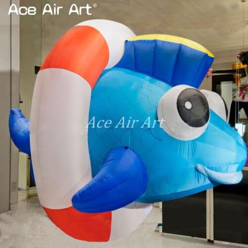 Beautiful hanging up giant cute inflatable tropical fish balloon for event and advertising come with fan