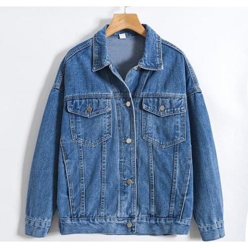 Spring Autumn Womens jacket 2021New Women jean Coat With 4 Pockets Long Sleeves Denim Jacket Female Casual Outwear Plus size