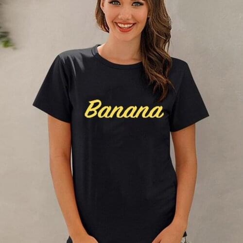 Summer Vogue Banana Aletters Printed Women T-Shirt Casual Style Short Sleeve High Quality O-Neck Cotton Tops Loose Hipster Tee