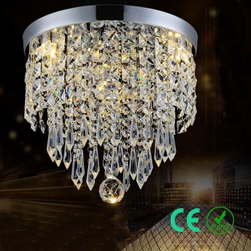 Chandelier light E14 95-245v Metal Round K9 crystal Round Foyer Light K9 Crystal LED Living room CE ROSH Custom Designed