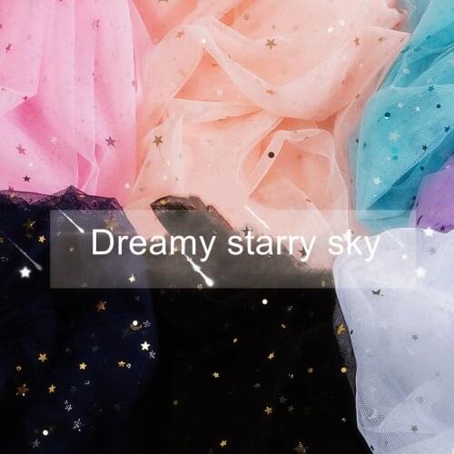 Soft Mesh Glitter Star Tulle Fabric 1.5M Wide For Girls Summer Dress Princess Dress Handmade DIY Doll Clothing Decoration Fabric