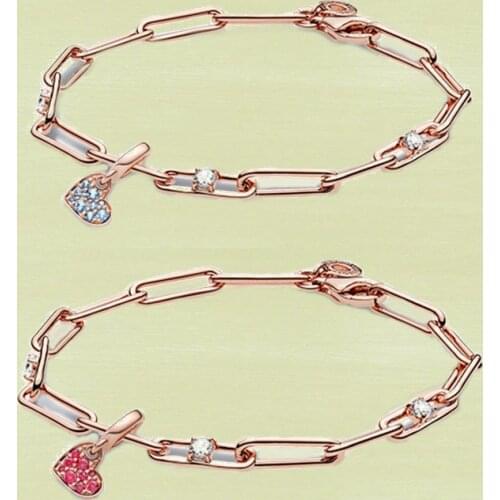 2021 New Style 925 Sterling Silver Rose Gold Dream Love Bracelet Set, Exquisite Original Diy Jewelry For Ladies Fashion Gifts