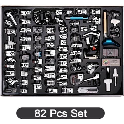 82 Pcs Kit Presser Foot for Sewing Machines Accessories Contain Mesoporous Embroidery Ruler Holder Sewing Beads Presser Foot