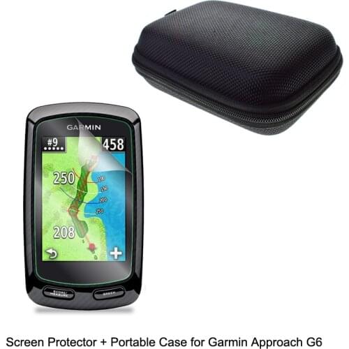 Outdoor Traveling Protect Portable Case Bag+Clear Screen Protector Shield Film for Garmin GPS Approach G6 Golf GPS