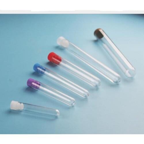 New 1000pcs Plastic Test Tube With Plastic cover 12x60/12x100/15x100/16x100mm Clear SN1186