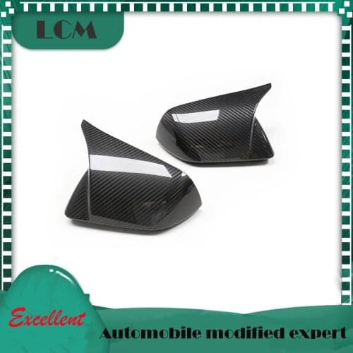 OEM/OX Horn Shape Carbon Fiber Body Side Rear View Mirror Caps with/without Light Hole For-Ford-Mustang 2015-ON American Version