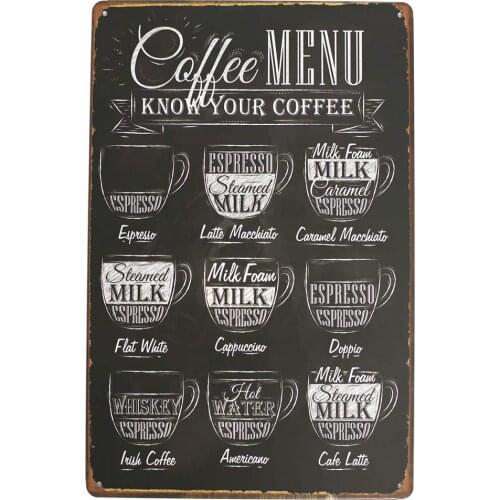 Coffee Menu Tin Sign Cafe Billiard Room Home Wall Art Decorations,Funny Vintage Tin Sign 12x8inches