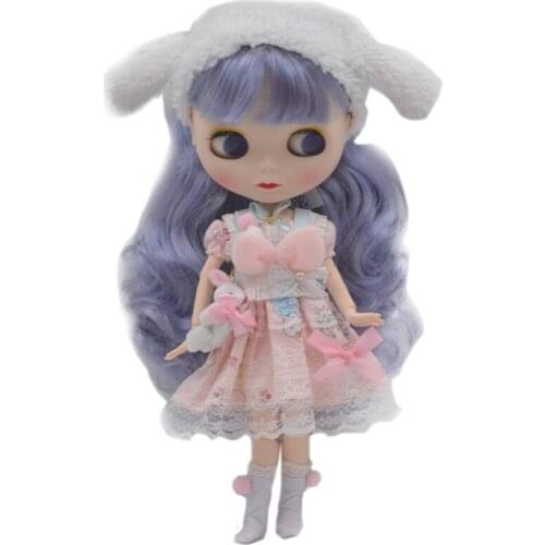 Blyth Doll Dress, Rabit Pink Dress with Cute Socks for 1/6 BJD Doll