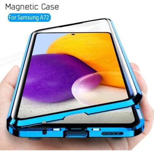 Samsun A72 4G case 360° double-sided tempered glass metal bumperd magnetic flip case on for samsung A72 A 72 5G coque fundas