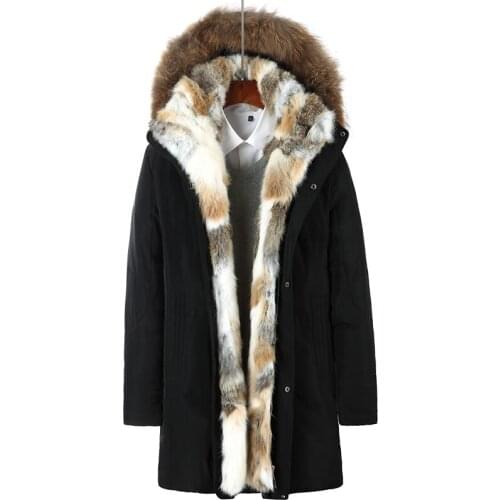 Drop Shipping Mens and Womens Leisure Down Jacket Winter Thick Hood Detached Warm Waterproof Big Raccoon Fur Collar