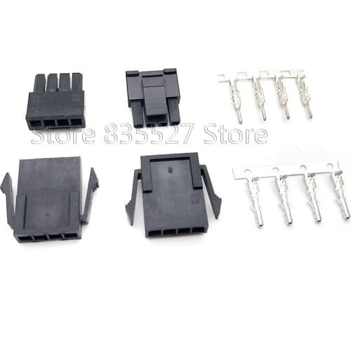 10 sets/lot Connector Automotive Computer Equipment Male Female 1*4pin Containing Plug-in Spring Terminal set Single row Socket