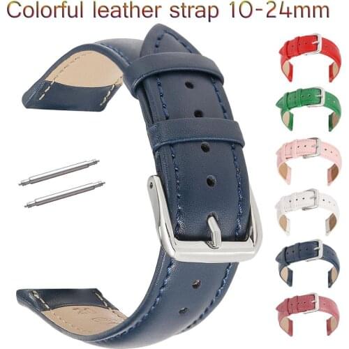 Cowhide Genuine Leather Watch Strap 12 14mm 16mm 18mm 20mm 22mm 24mm Replacement Leather Band for Smart Watch Wristband Bracelet