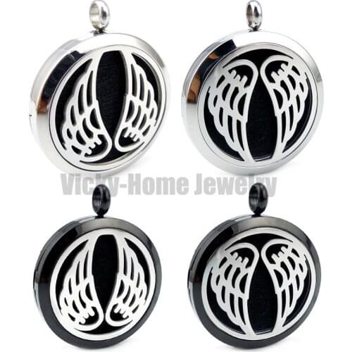 With chain gift Wing (30mm) Essential Oils Diffuser Locket Aroma Jewelry with Pads drop shipping
