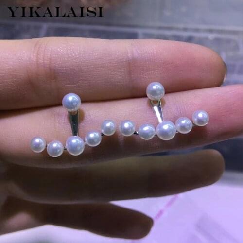 YIKALAISI 925 Sterling Silver Jewelry Pearl Earrings 2020 Fine Natural Pearl jewelry 4-5mm stud Earrings For Women wholesale