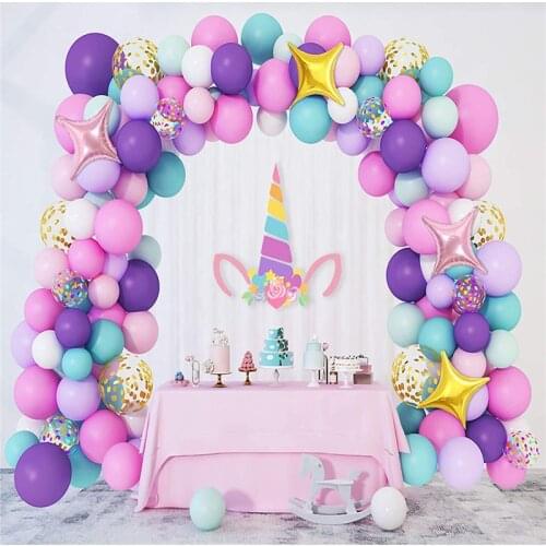 107pcs Mermaid Unicorn Balloon Arch Kit Garland For Kids Girl Rainbow Unicorn Theme Birthday Party Decoration Air Latex Balloon