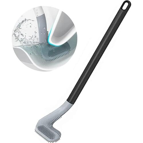 Silicone Long Handle Toilet Cleaning Brush Golf Soft Rubber Brush Head No Dead Ends Wall-Mounted Quick Drying for Bathroom