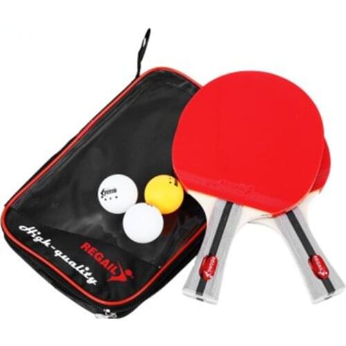 Table Tennis Ping Pong Racket Two Shake-hand Grip Bat Paddle Three Balls Light Tip Heavy Handle Table Tennis Racket