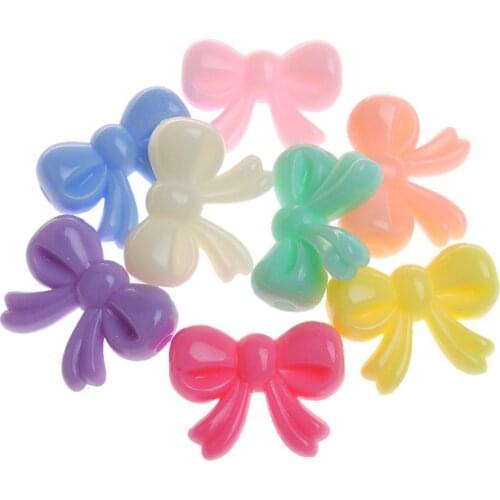 High Quality 450pcs/Lot 20*15MM Acrylic Ribbon Knot Bow Beads Cute Solid Pastel Colors Plastic Jewelry Necklace Beading material