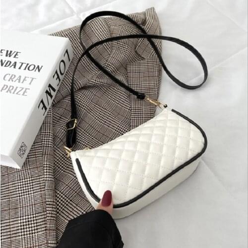 Female Crossbody Bags Fashion Retro Rhombus Simple Underarm Bag Solid Pu Leather Shoulder Messenger Bags For Women Сумка Женская