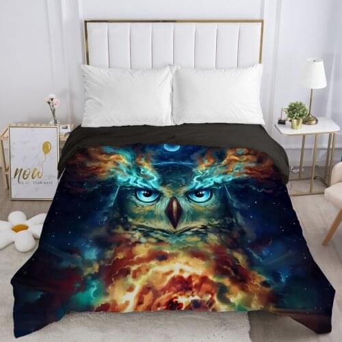 1pc owl Animal Duvet cover Double/Queen/King/220x240 for 90/135/150 Bed 3D Comforter/Quilt/Blanket Cover with Zipper Bedding