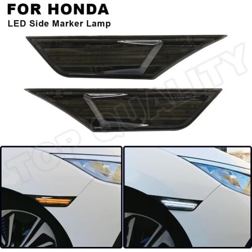2PCS Smoked Lens LED Side Marker Lights Indicator Lamps For Honda Civic 2016 2017 2018 2019 2020 Amber+White Car Accessories