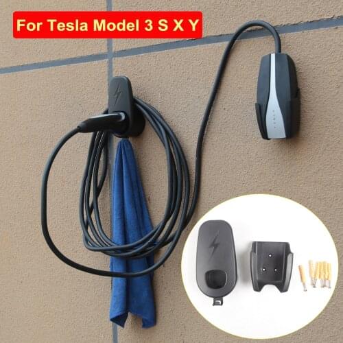 2021 For Tesla Model 3 S X Y Car Charging Cable Organizer Wall Mount Connector Holder with Chassis Bracket Charger Accessories