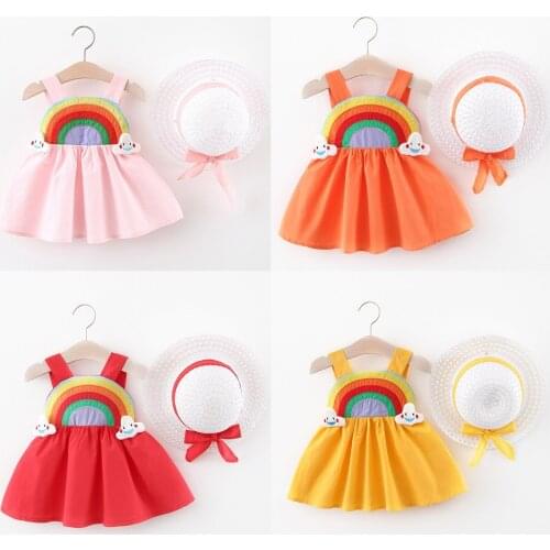 2021 Cute Summer Baby Girl Dress for Newborn Baby Girls Clothes Princess Birthday Costume with Hat 12M-3Y Vestidos