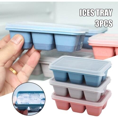 3 Pack Ice Trays 6 Cavity Flexible BPA Free with Removable Lid Ice Stencils for Chilled Drinks Whiskey Cocktails M56
