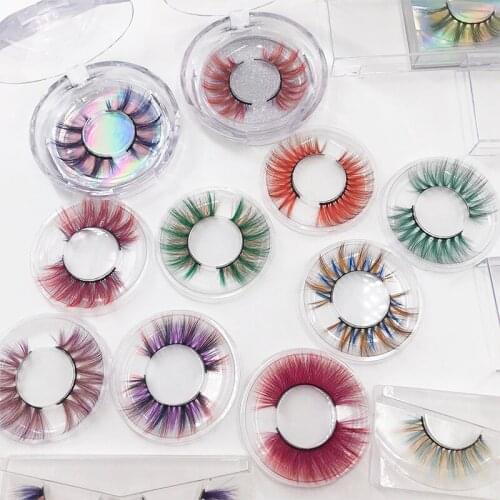 3D 6D False Colored Eyelashes Natural Real Mink fluffy Style Eye lash Extension Makeup Cosplay Colorful Eyelash