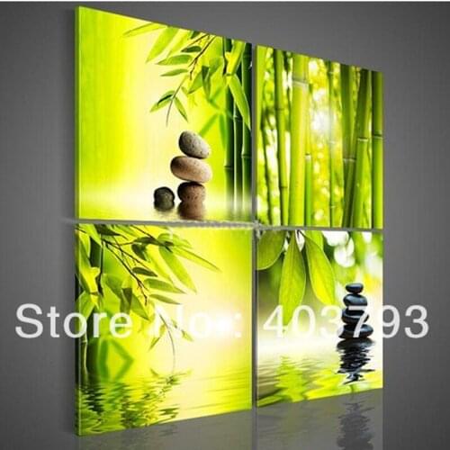 4 panels fengshui pure hand painted oil paintings bamboo stone for decoration decorative wall pictures home decor