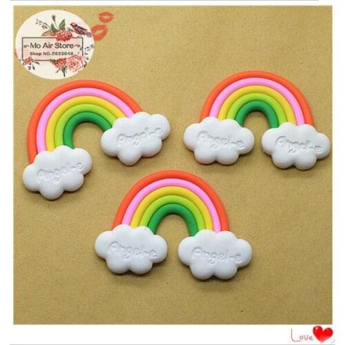 5PCS polymer clay hand made rainbow Flatback Cabochon Miniature Food Art Supply Decoration Charm DIY craft